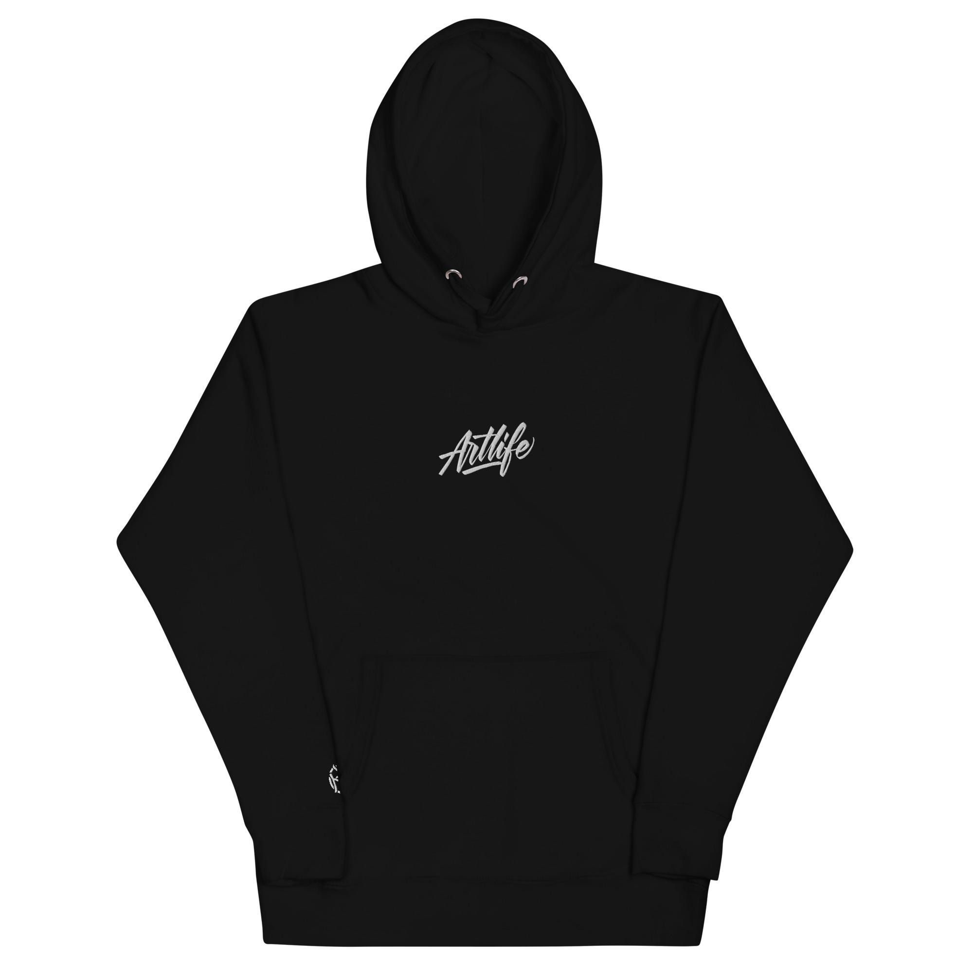 pull sweat à capuche artlife signature brodé noir l'art de vivre
