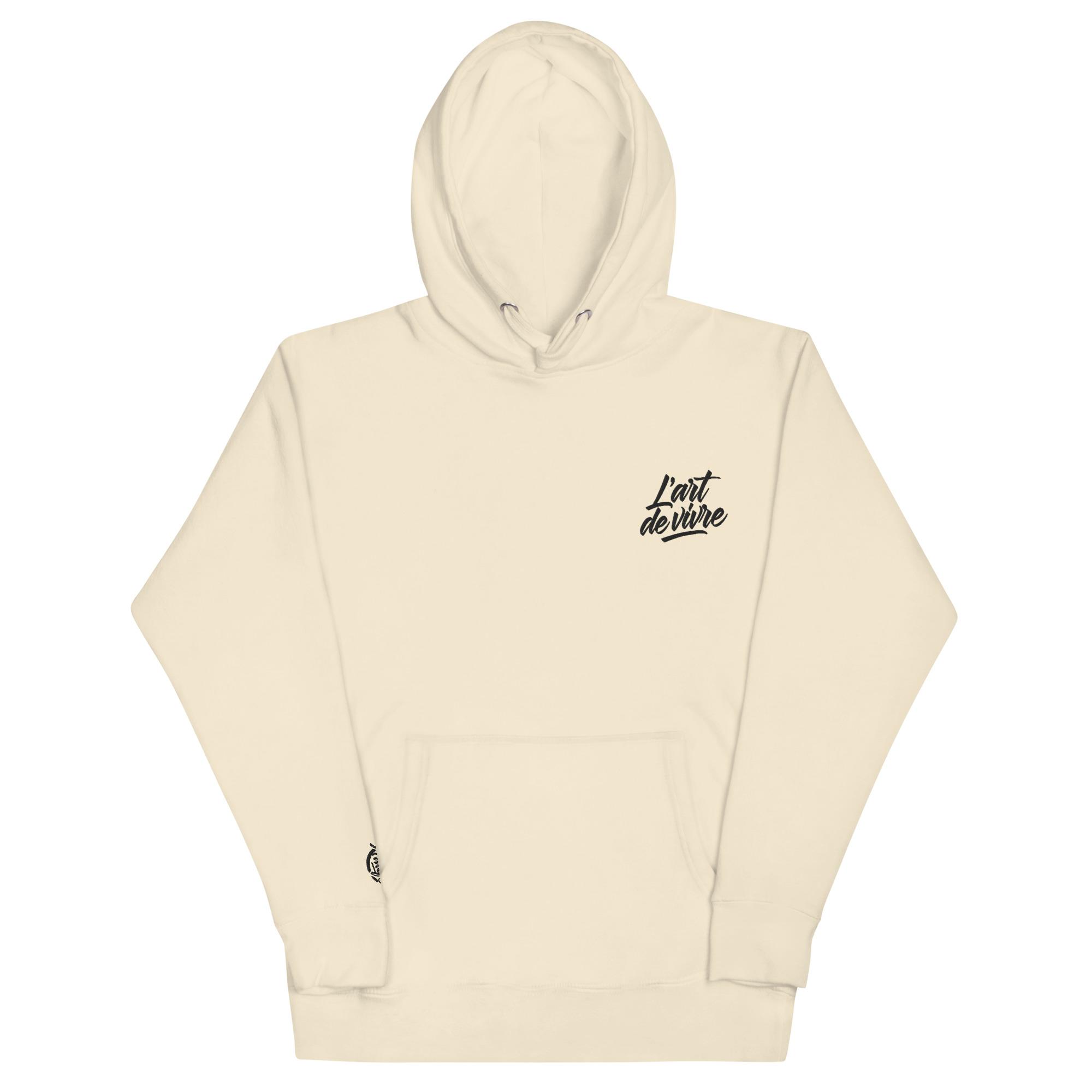 pull sweat à capuche artlife signature brodé beige l'art de vivre